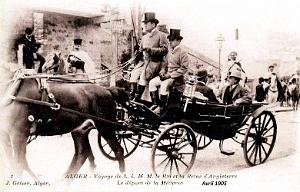 ALGER - VOYAGE DU ROI D'ANGLETERRE EDOUARD VII ET LE LA REINE DEPART DE LA MEDERSA - AVRIL 1905 